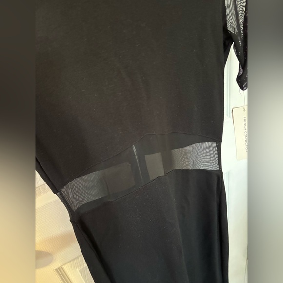 NWT French Connection Black Dress Mesh Illusion Short Sleeve Mesh Cutout Size 10 - Picture 3 of 6